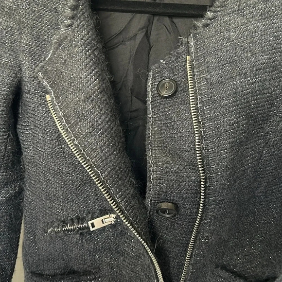 IRO Julienne zip jacket metallic tweed boucle dark gray black wool blend Size 0 - Picture 5 of 9